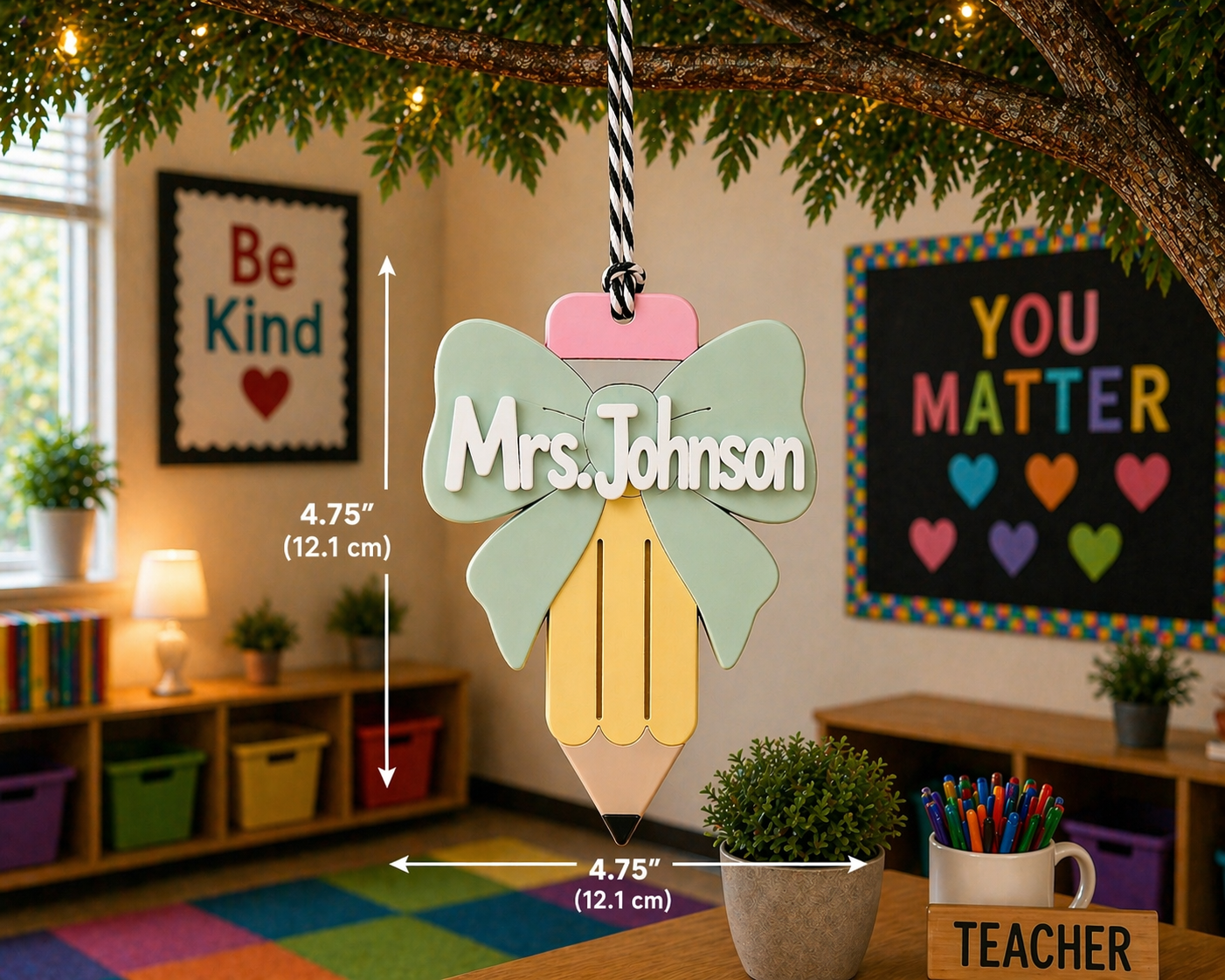 Teacher Pencil Name Ornament
