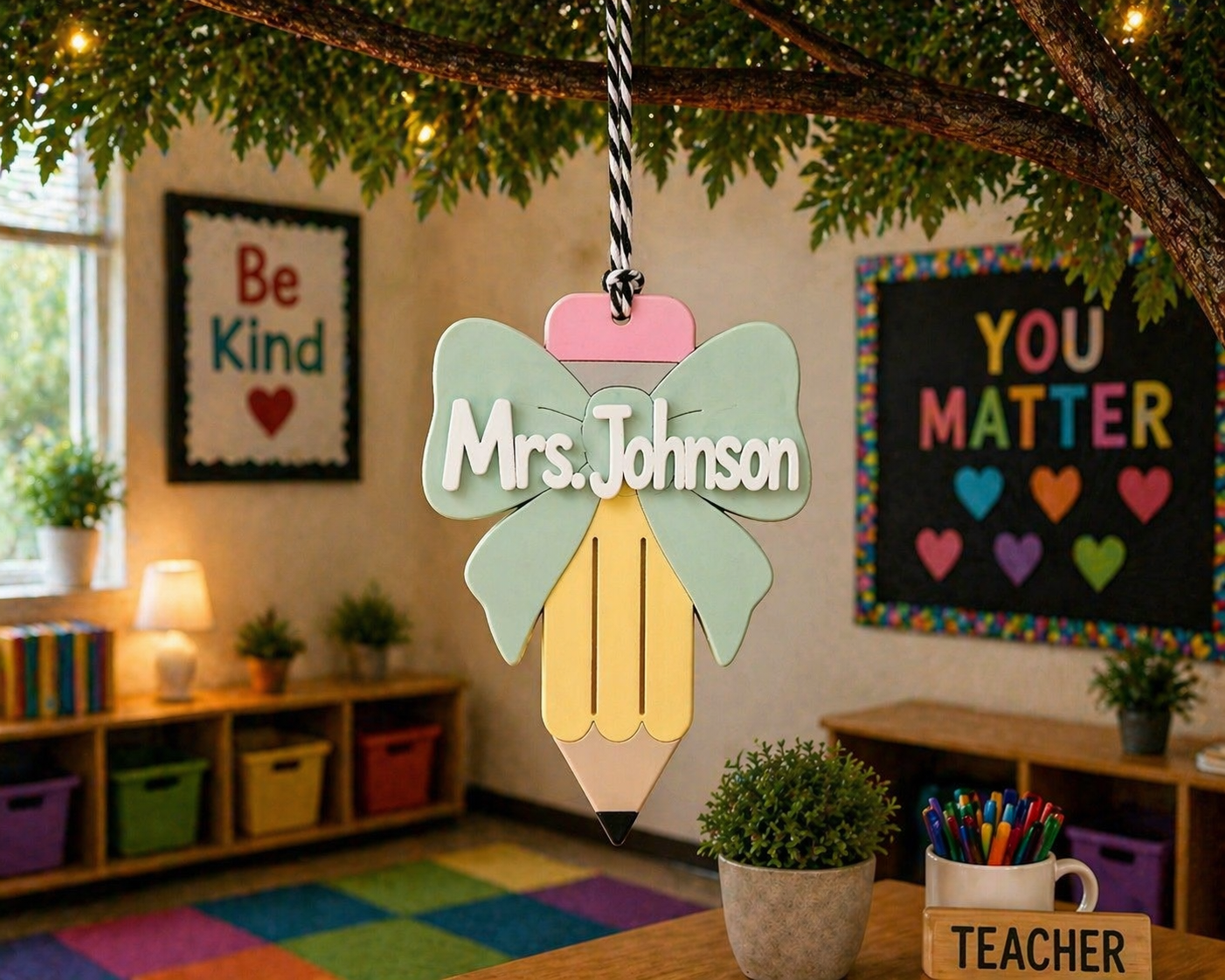 Teacher Pencil Name Ornament