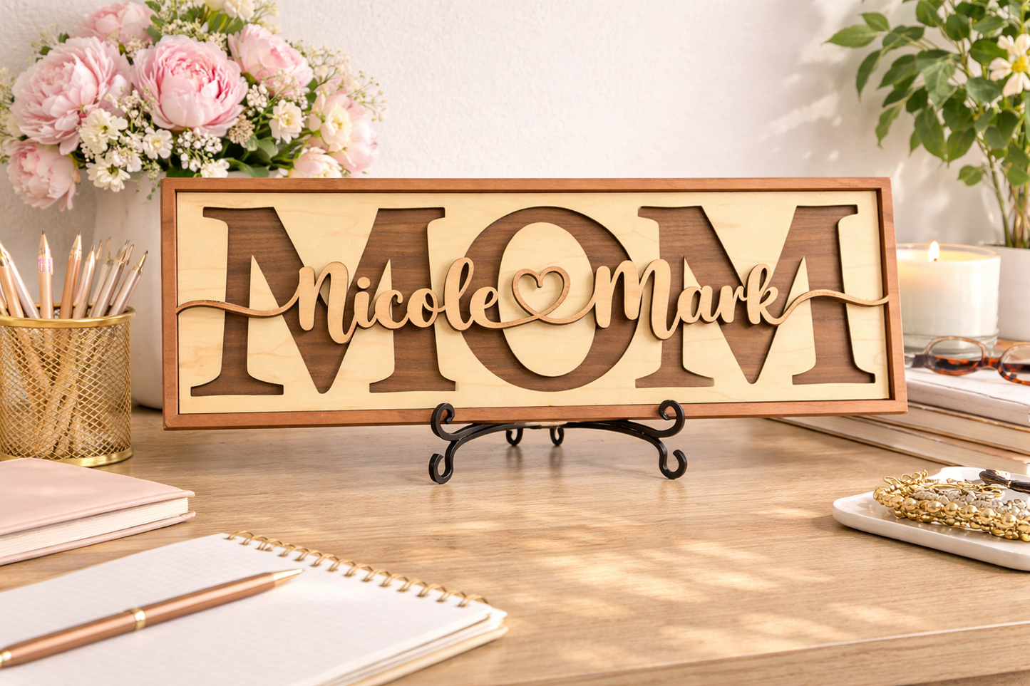 Mom and Children Sign