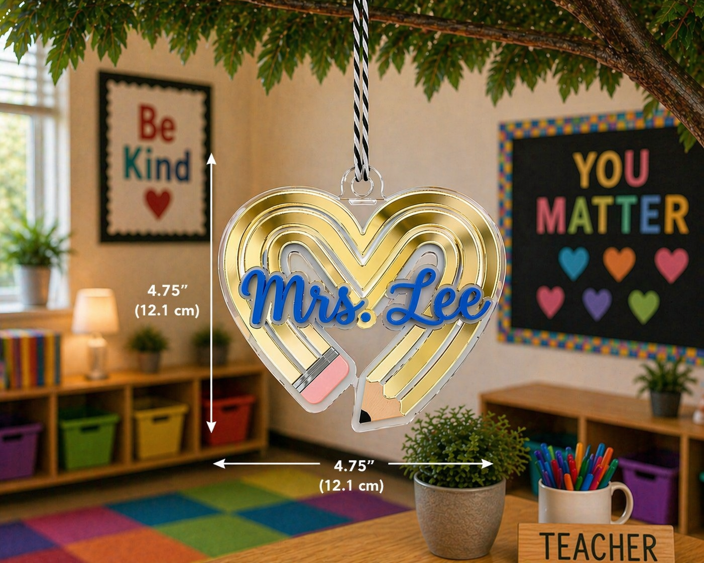 Heart Pencil Teacher Ornament